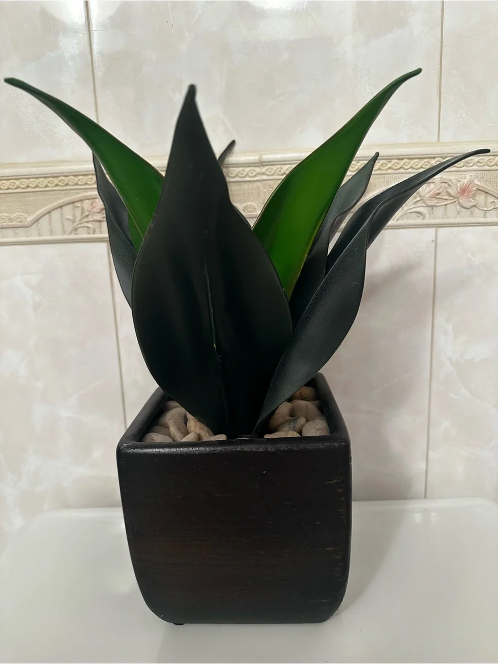 12” Agave Succulent Artificial Plant Home Decor In Black Square Planter